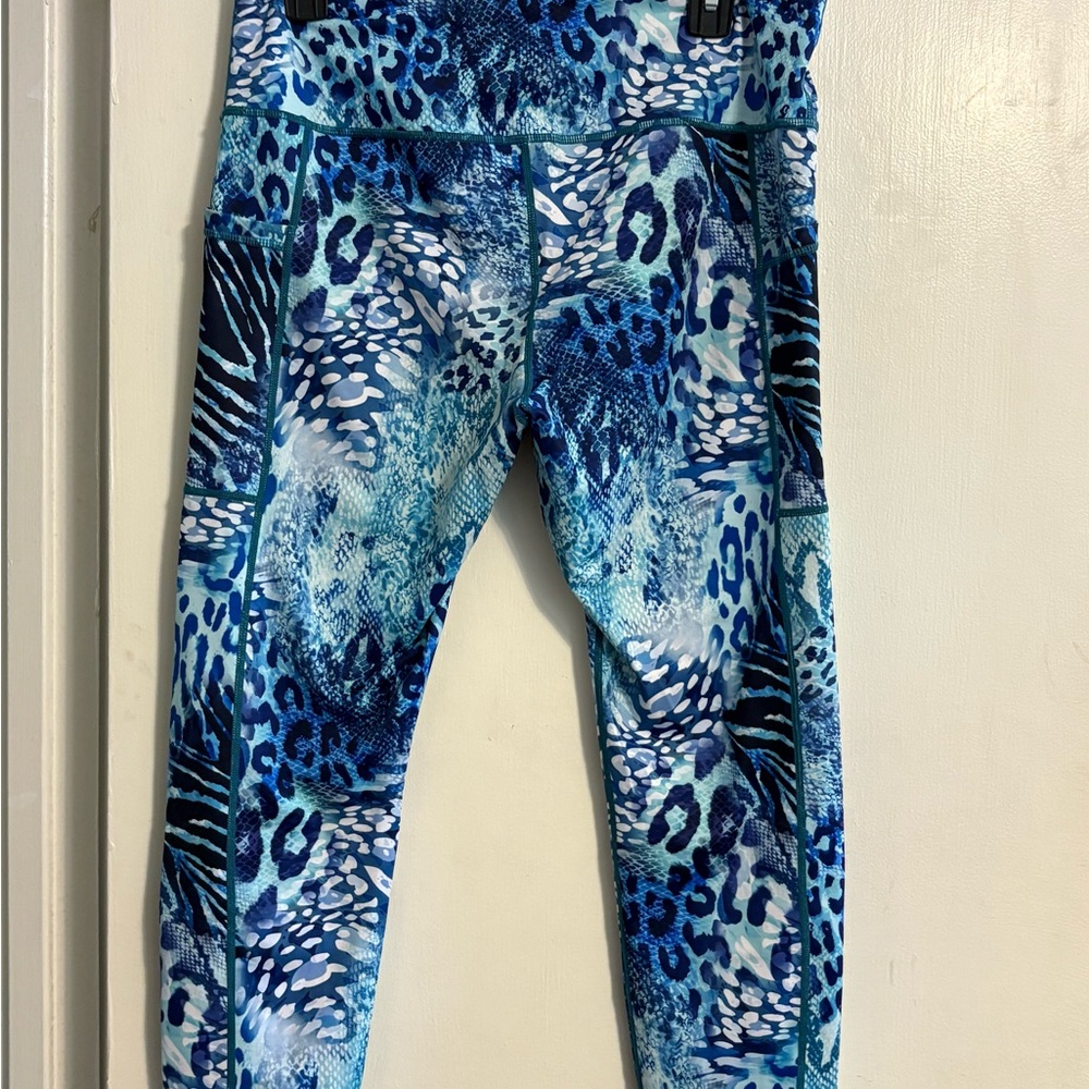 Constantly Varied Gear Blue Animal Print Leggings Wild Thing - Capri